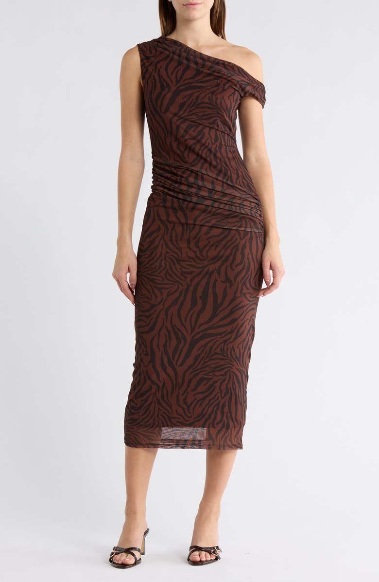AFRM LOS ANGELES Aurelie One-Shoulder Maxi Dress, Main, color, Java Animal