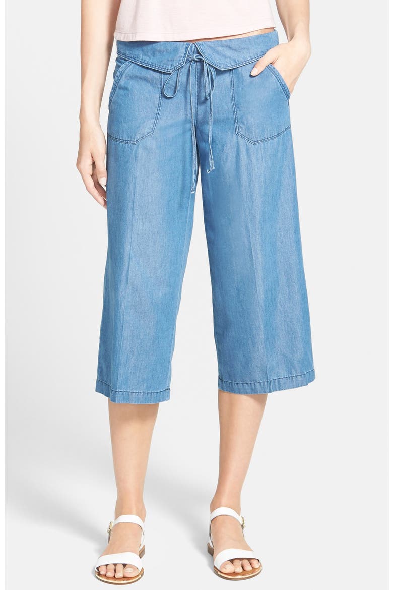 Denim Gaucho Pants, Main, color, MIDNIGHT