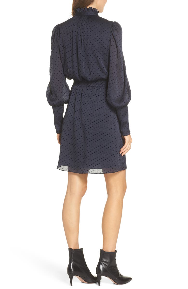 Julia Jordan Tie Neck Dot Chiffon Dress, Alternate, color, 