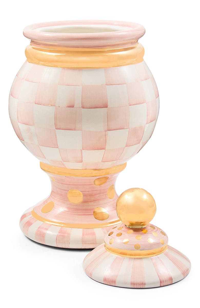 MACKENZIE CHILDS Rosy Check Ceramic Globe Canister, Alternate, color, Rosy