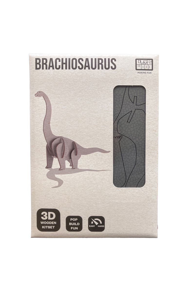 Little & Wood Woodlet Brachiosaurus, 3D Wooden Kit Set, Ages 6+, Alternate, color, Multicolored