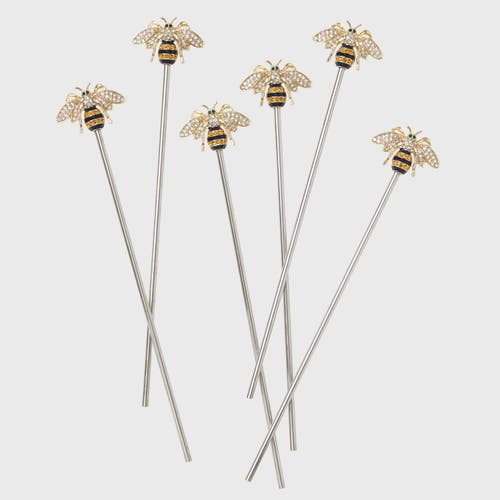 Joanna Buchanan Stripey Bee Swizzle Sticks In Gold
