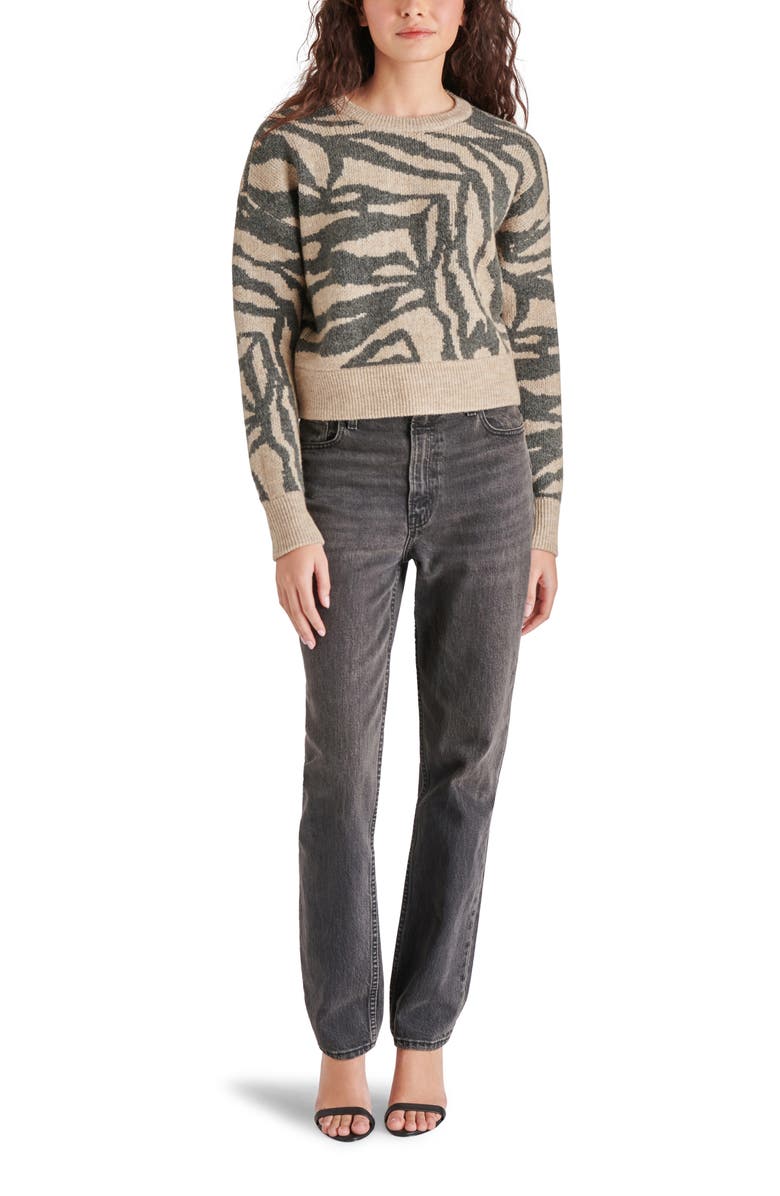 Steve Madden Stripe Jacquard Crop Sweater, Alternate, color, 