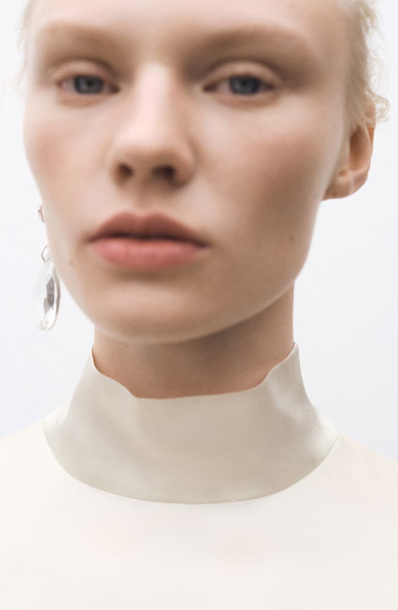 MANGO Mock Neck Silk Satin Top, Alternate, color, 