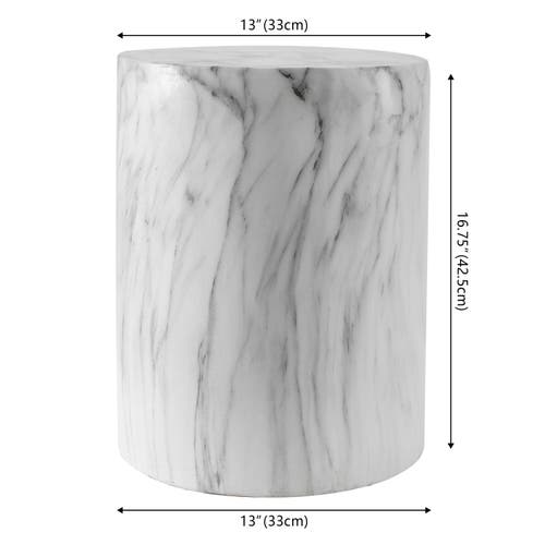 Jonathan Y Troy 16" Modern Minimalist Faux Marble Column Indoor/outdoor Accent Table In Black/white