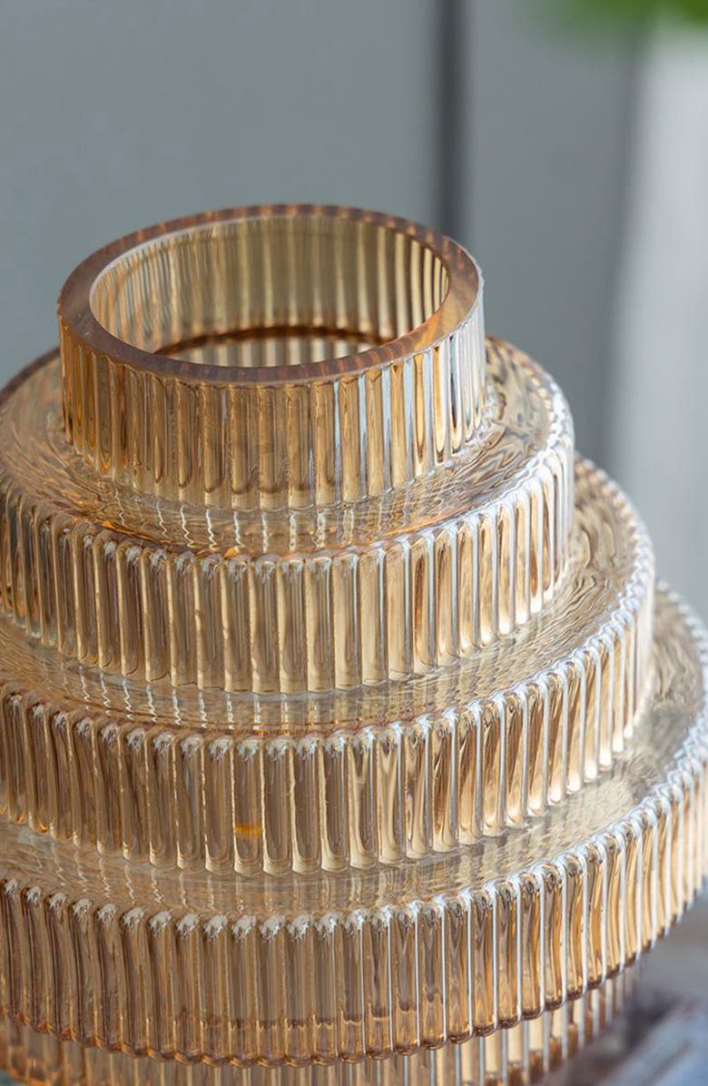 A & B Home Ribbed Geometric Vase, Alternate, color, Amber Luster