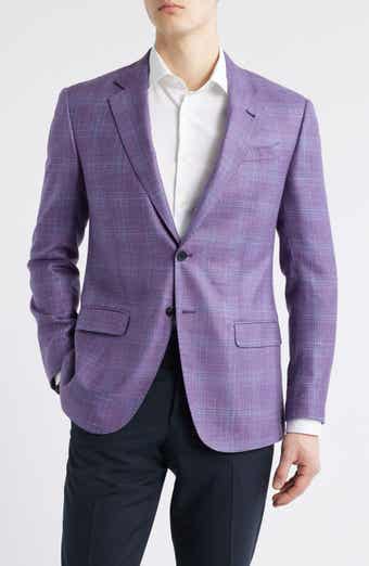 Emporio Armani Purple Plaid Wool & Silk Blend Sport Coat