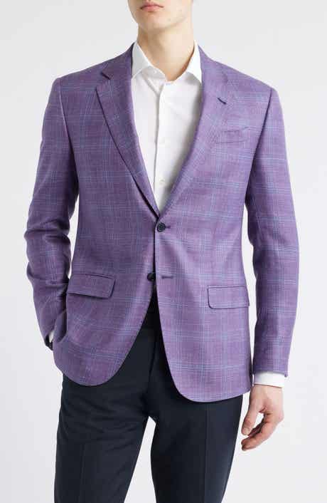 Emporio Armani Purple Plaid Wool & Silk Blend Sport Coat