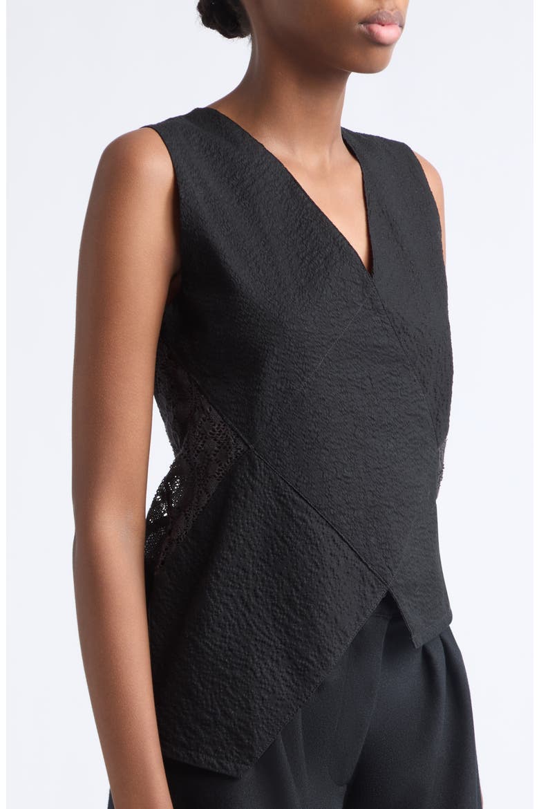 Asymmetrical V-Neck Top, Alternate, color, BLACK