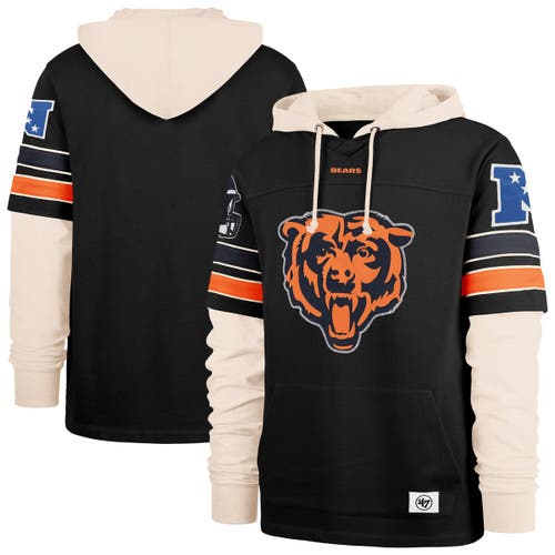 47 Brand Men's Black Chicago Bears Split Zone Cornerback Duo Hoodie In Black