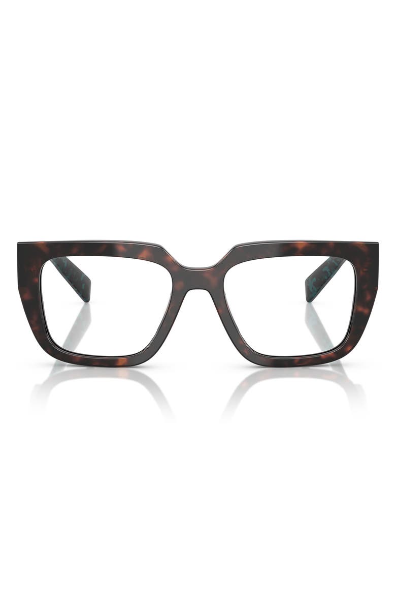 Prada 52mm Square Optical Glasses, Main, color, Brown Tortoise