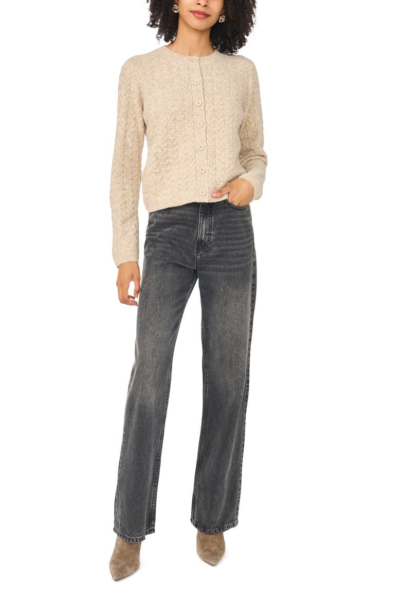 Cable Knit Cardigan, Alternate, color, OATMEAL