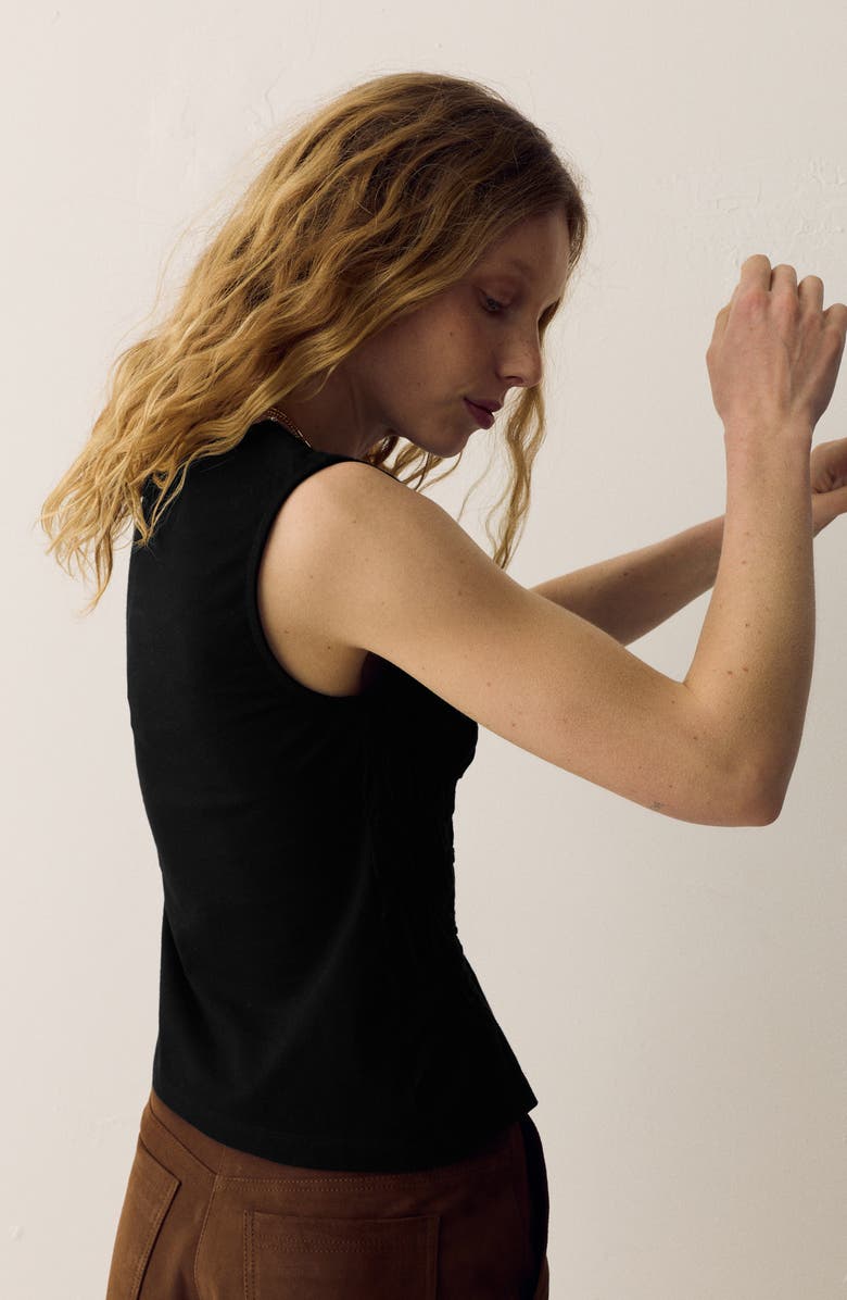 PER UNA BY M&S Stitch Detail Cotton Jersey Tank, Alternate, color, Black