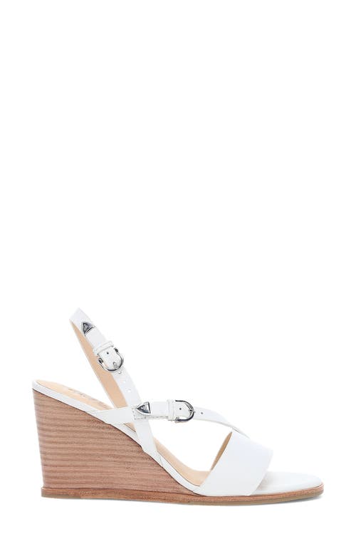 Frye Rachel Leather Buckle Wedge Sandals In White