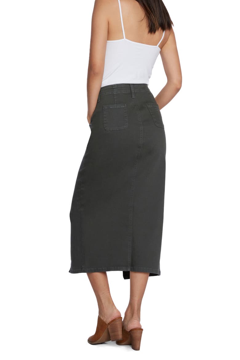 Daily Slit Denim Midi Skirt, Alternate, color, HERB GREEN