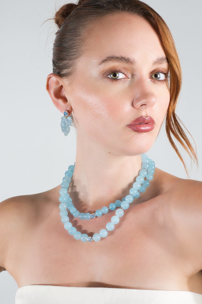 Isla Cascade Cluster Aquamarine Bead Drop Earrings, Alternate, color, Auqamarine