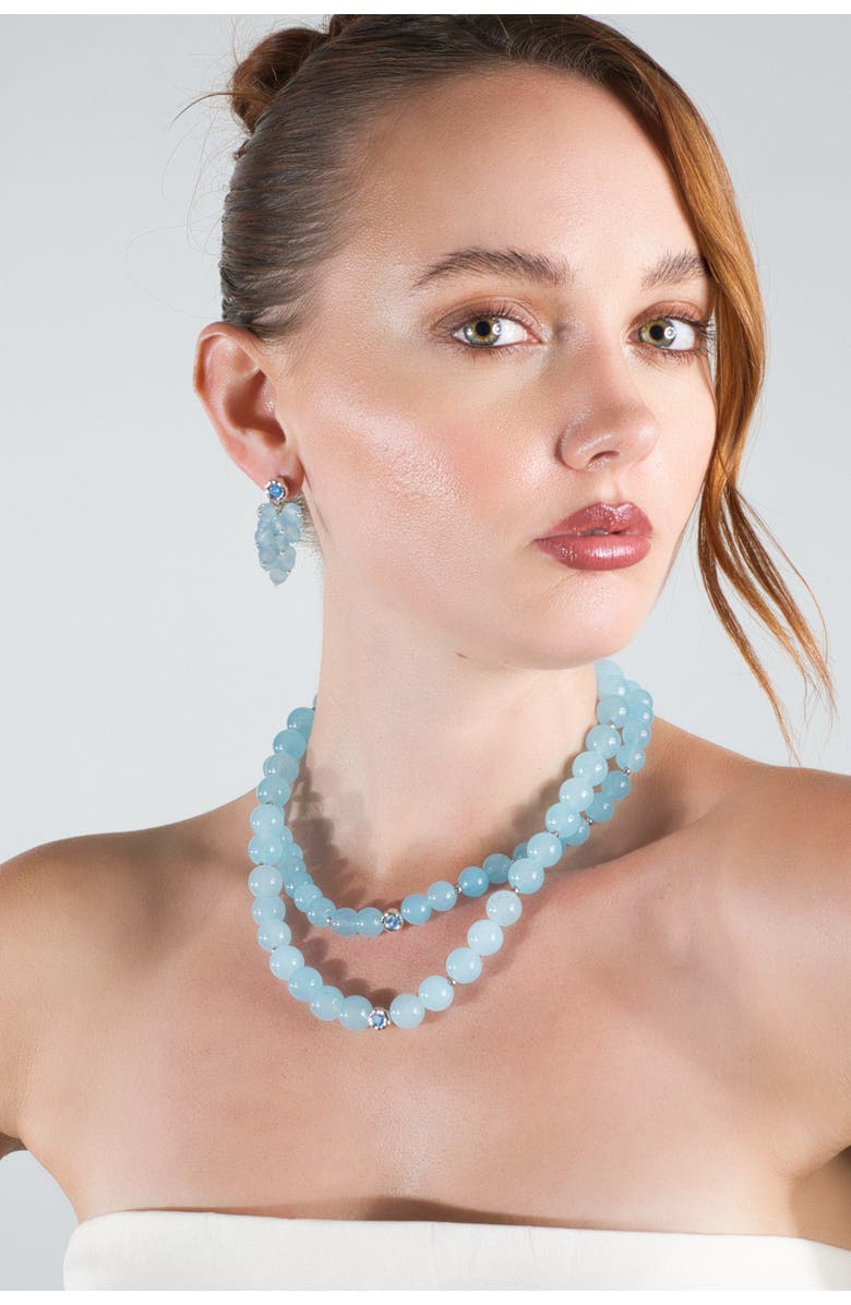 Classicharms Isla Cascade Cluster Aquamarine Bead Drop Earrings, Alternate, color, Auqamarine