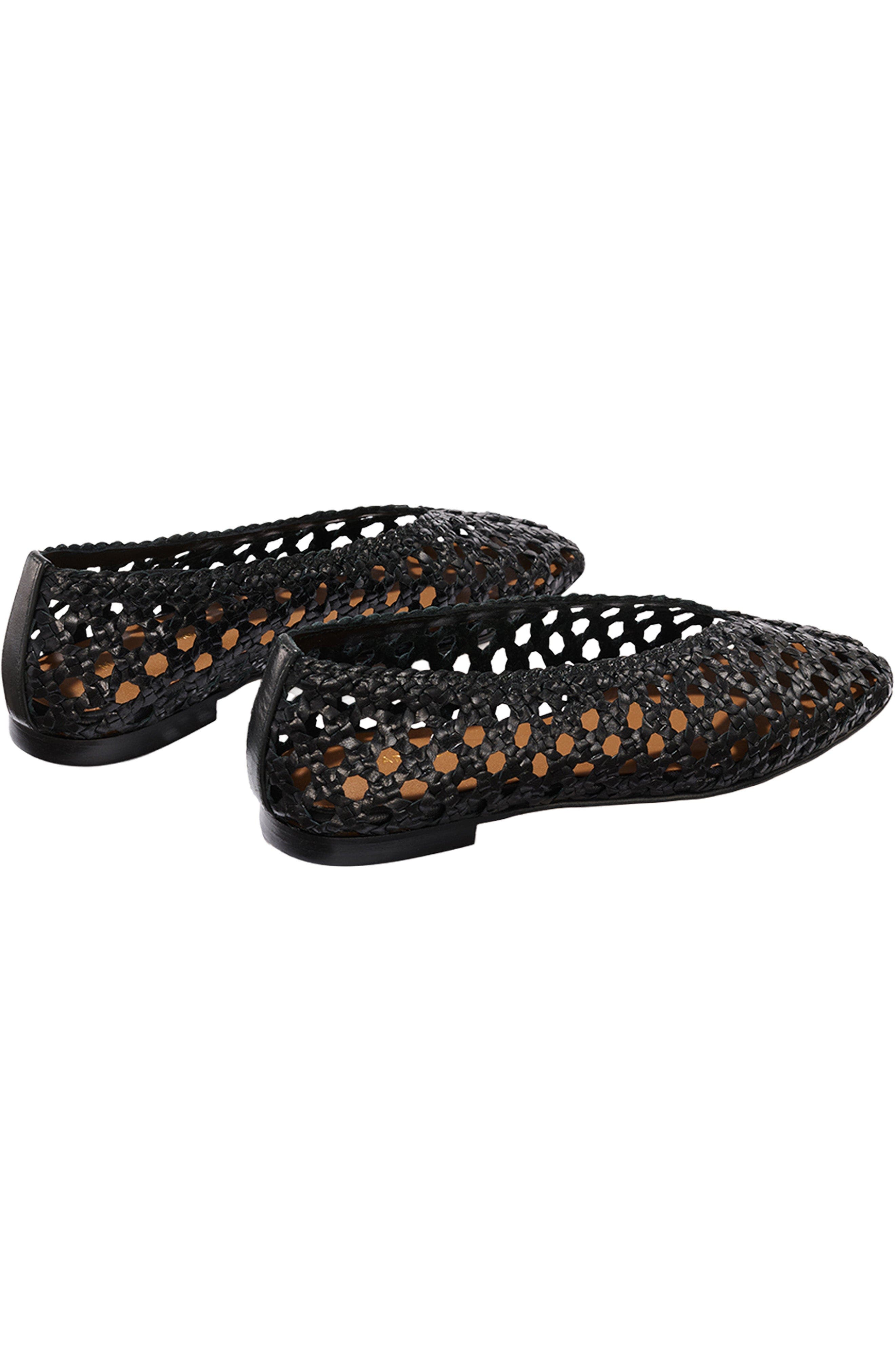 MARGAUX The Woven Paz Flat, Alternate, color, Black Leather