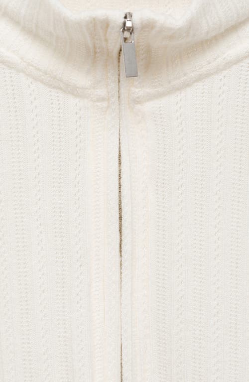 Mango Half Zip Sweater In Off White