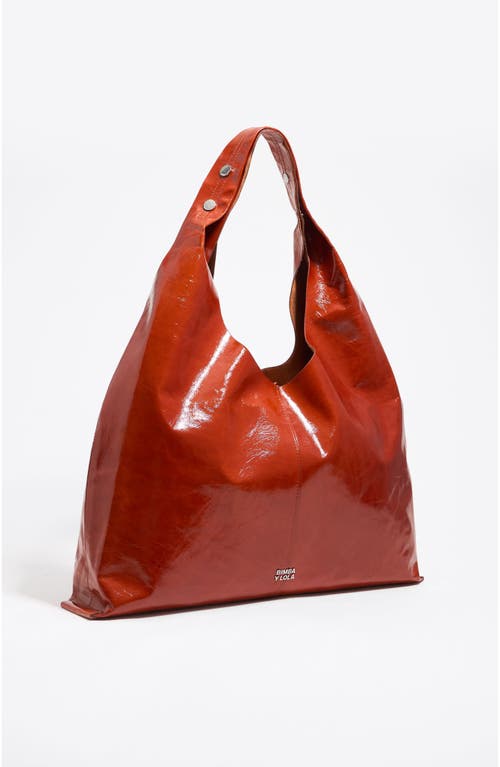 Bimba Y Lola Leather Maxi Bikini Paper Bag In Orange