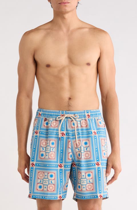 New West Bandana Print Swim Trunks