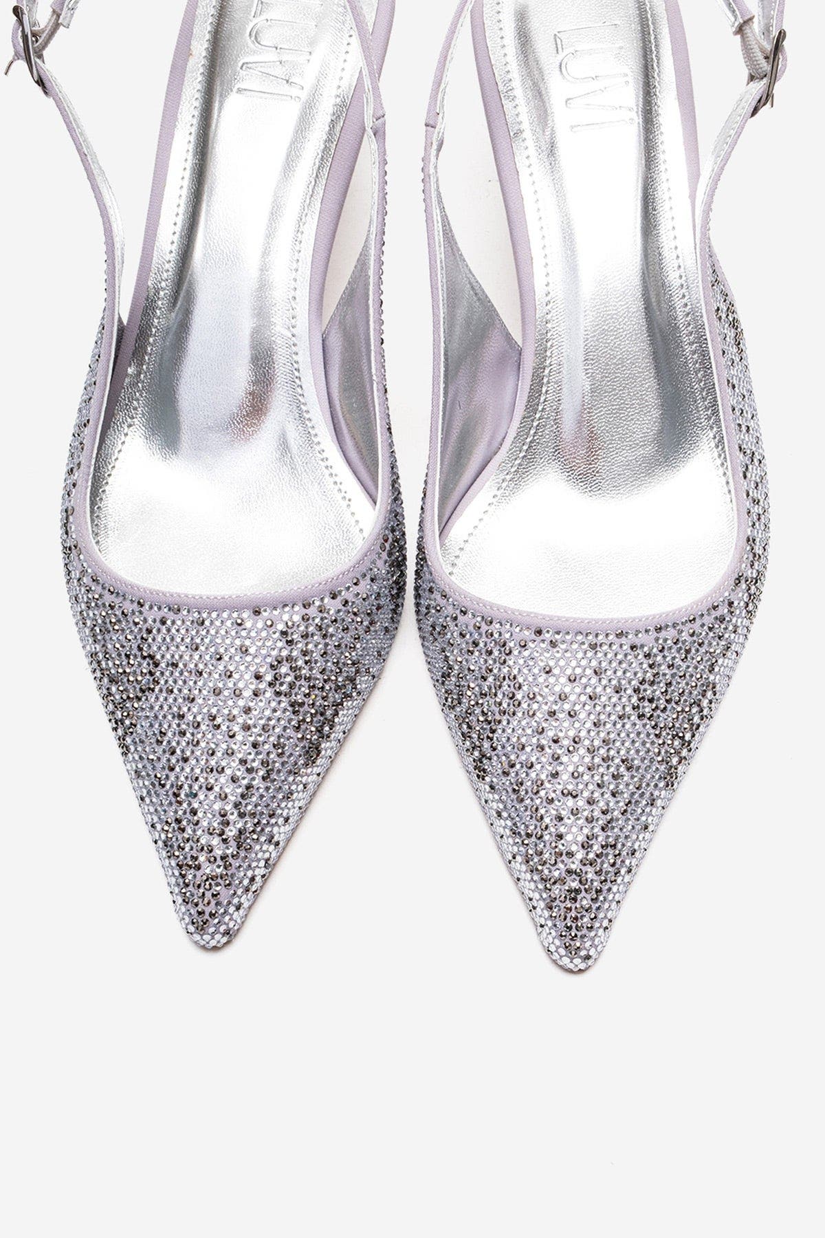 Prologue Shoes Nella Embellished Slingback Pointed Toe Pump, Alternate, color, Silver