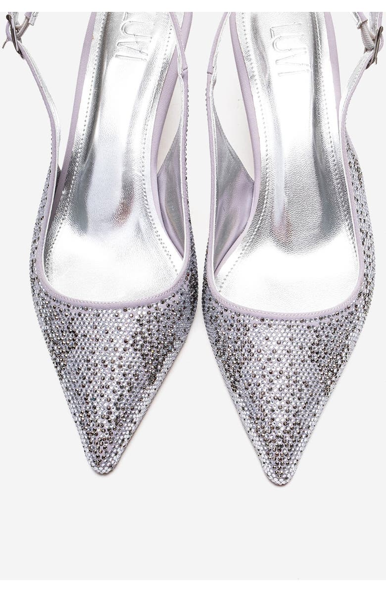 Prologue Shoes Nella Embellished Slingback Pointed Toe Pump, Alternate, color, Silver