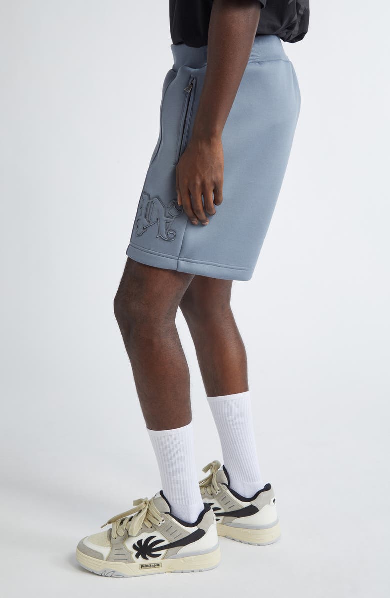 Palm Angels Embroidered Monogram Scuba Knit Shorts, Alternate, color, 
