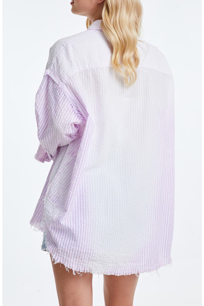 Fringe Cotton Shirt, Alternate, color, LIGHT PURPLE/ WHITE STRIPE