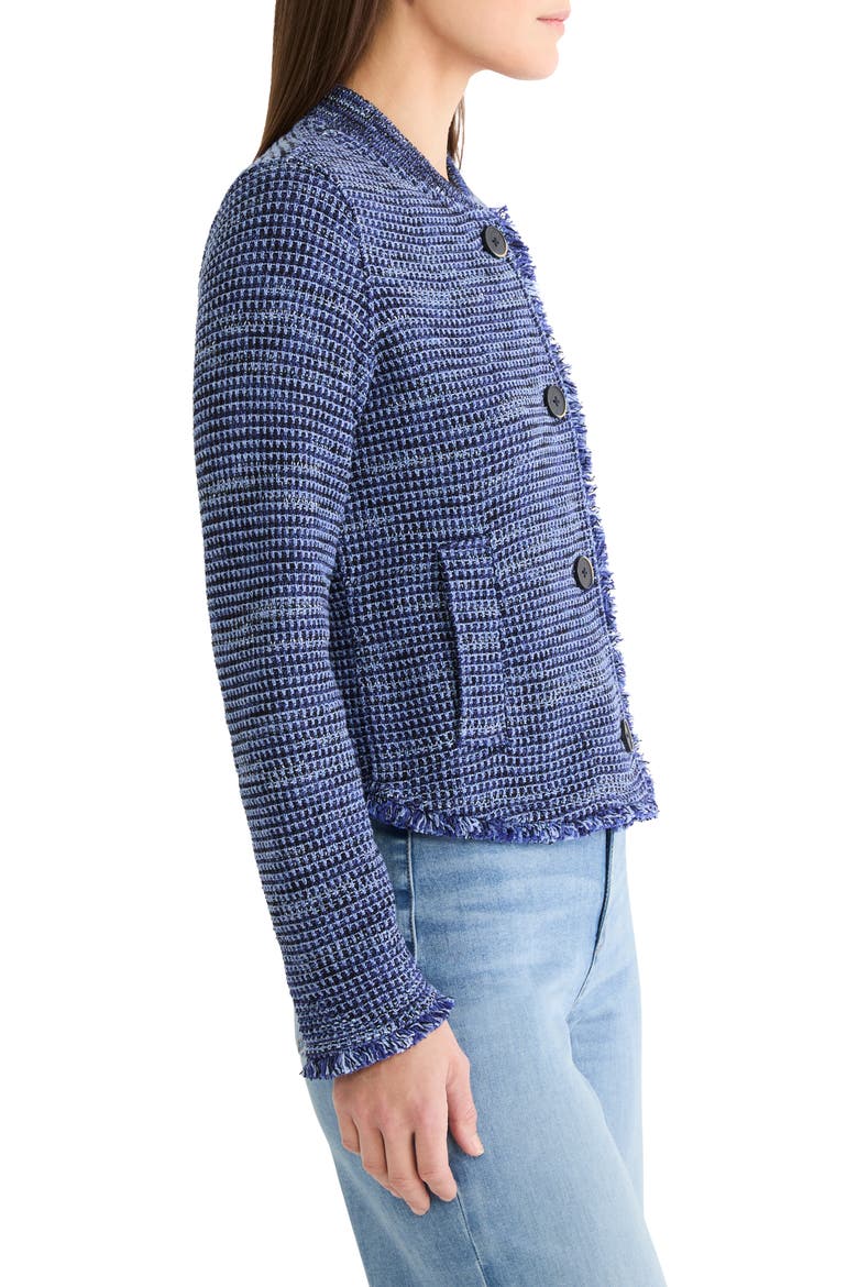 Fringe Knit Bomber Jacket, Alternate, color, BLUE MIX
