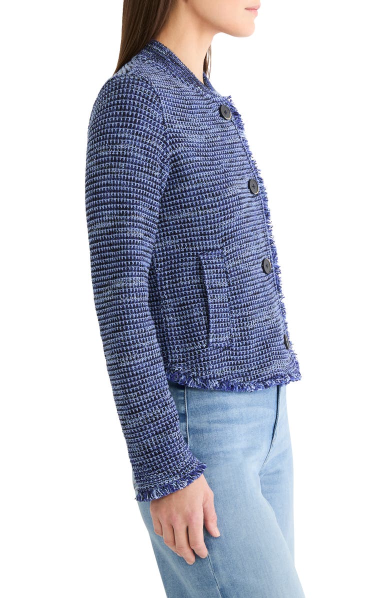 NIC+ZOE Fringe Knit Bomber Jacket, Alternate, color, Blue Mix