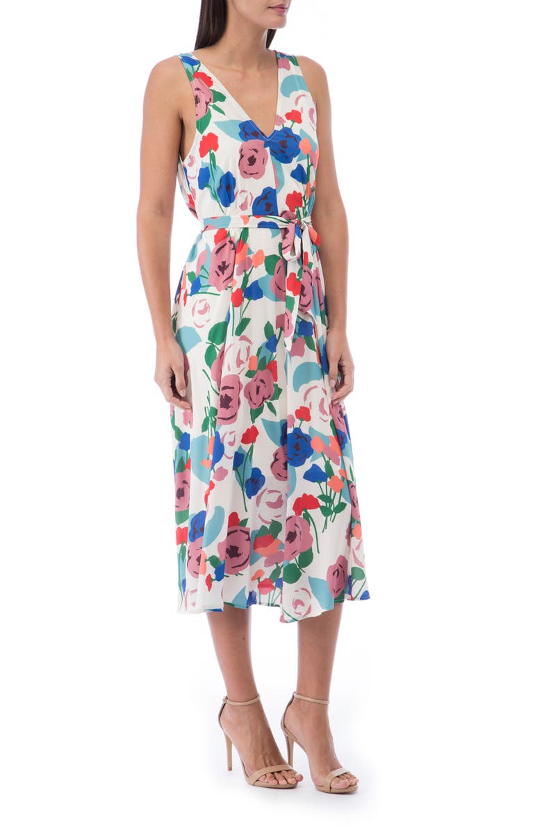 Bobeau Riley V-Neck Pleat Dress, Alternate, color,