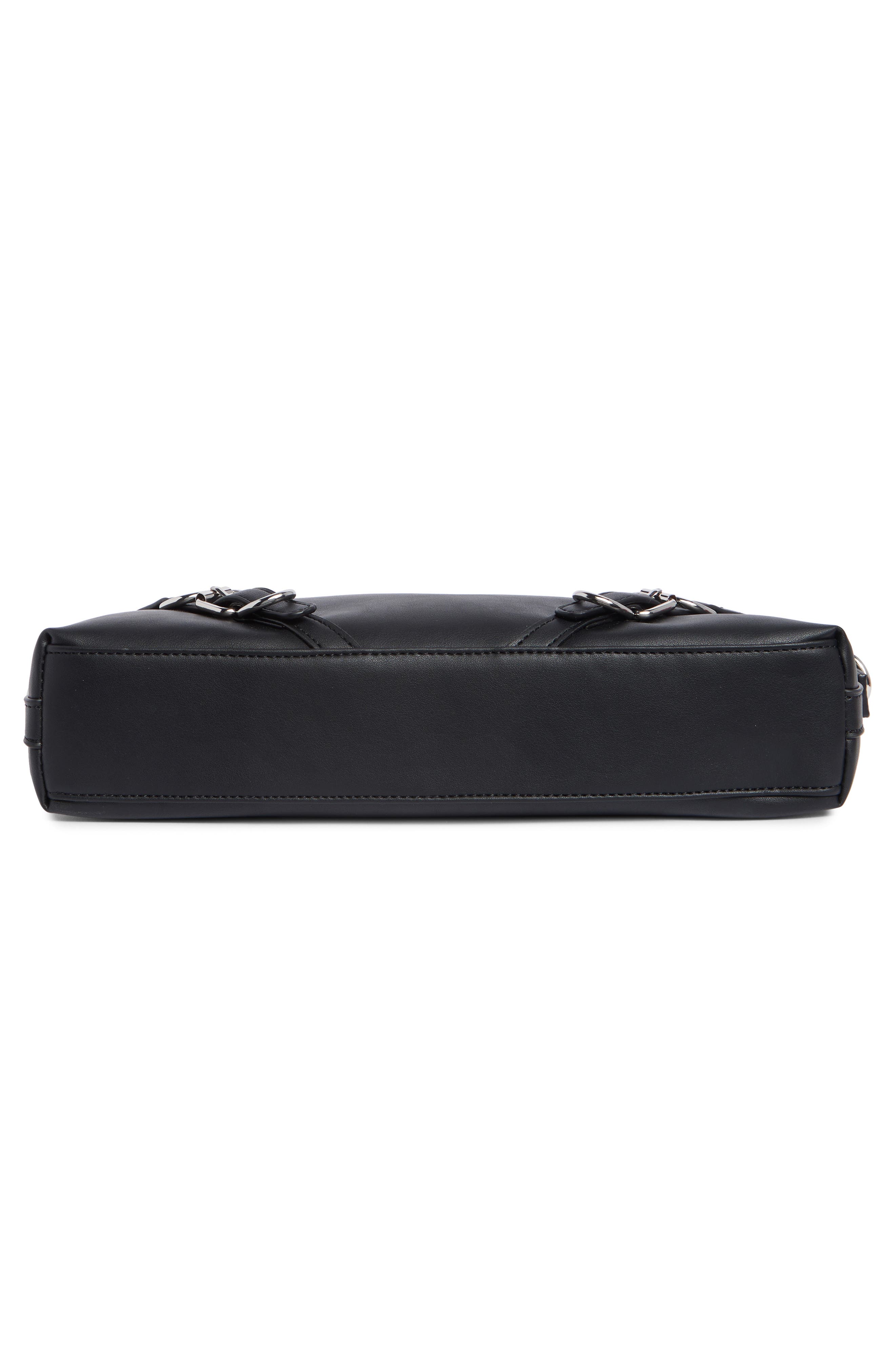 Buckle Faux Leather Crossbody Bag, Alternate, color, BLACK