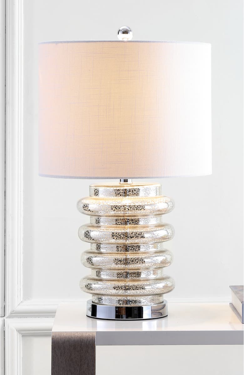JONATHAN Y Allen 22.75" LED Glass Table Lamp, Mercury Silver, Alternate, color, 