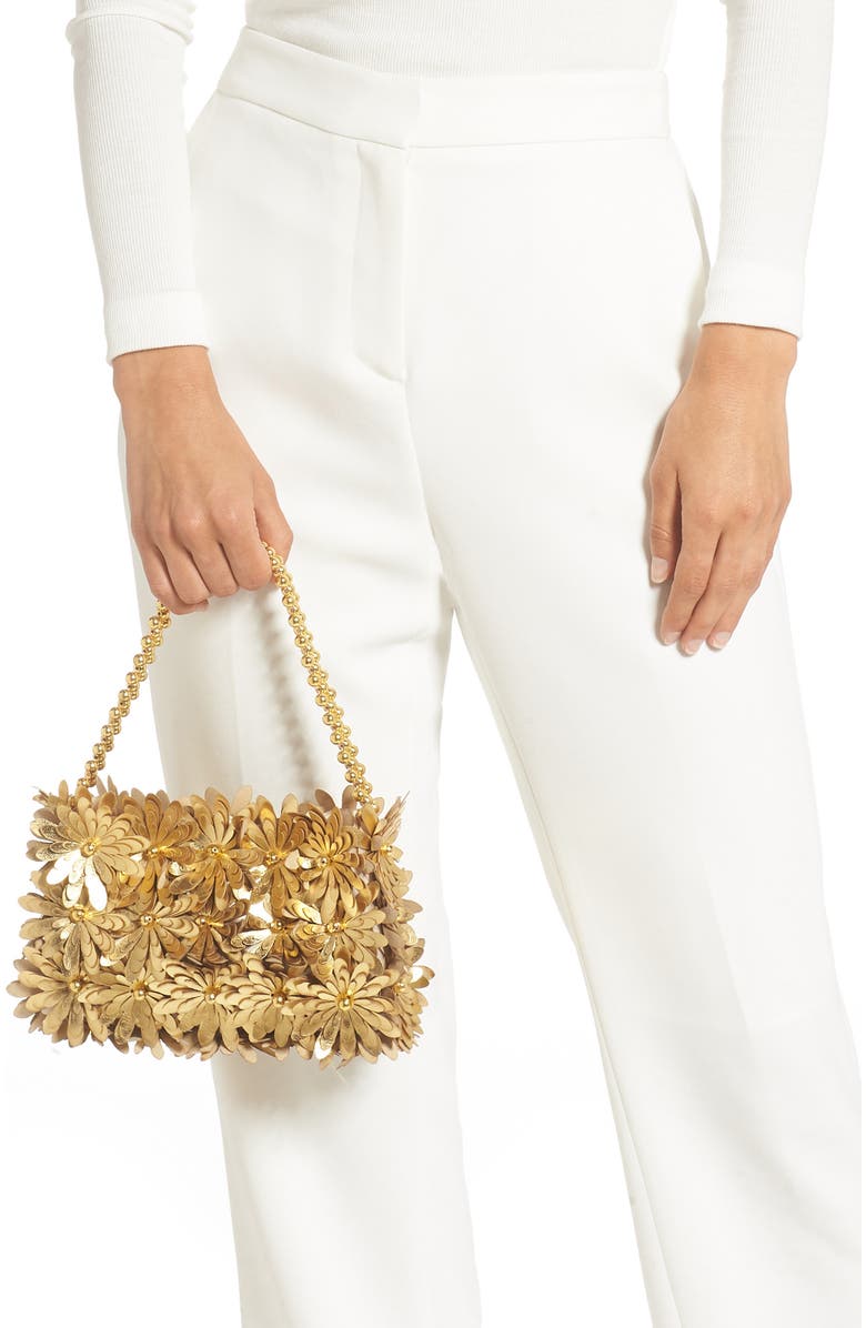 VANINA The Inflorescence Baguette Handbag, Alternate, color, Gold