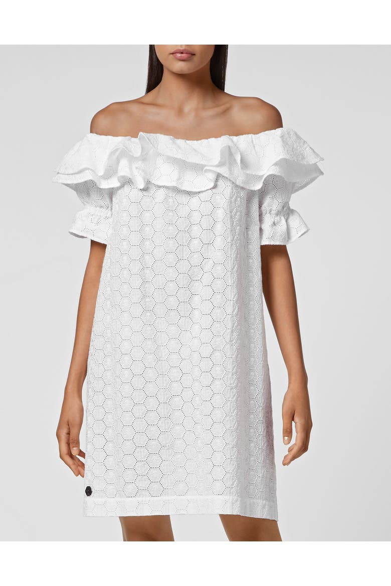 Sangallo Short Dress Lace Women, Main, color, white