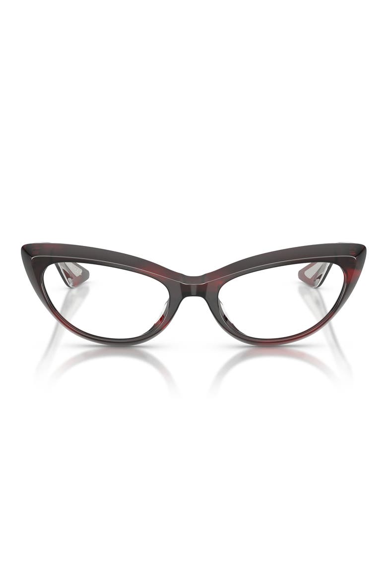 Khaite 53mm Cat Eye Blue Light Blocking Glasses, Main, color, BORDEAUX BARK / CLEAR
