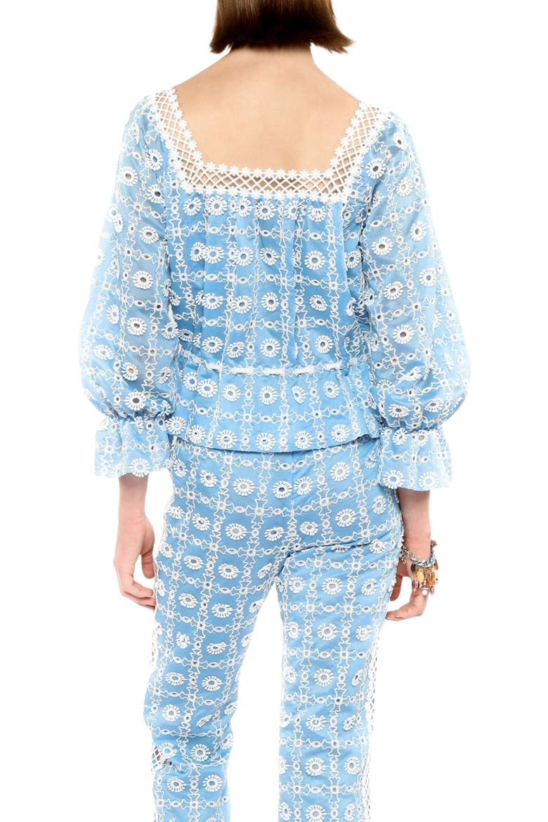 Lattice Lace Embroidery Top, Main, color, BABY BLUE
