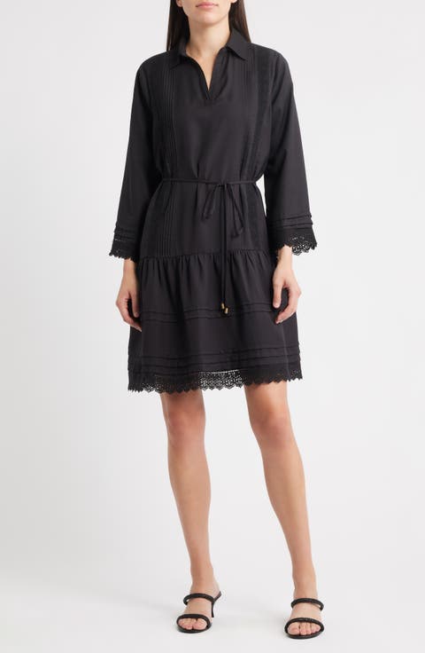 Lace Long Sleeve Shirtdress