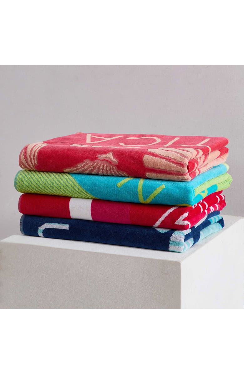 Nautica Set of 2 Cotton Blend Terry Beach Towels, Alternate, color, Bright Blue