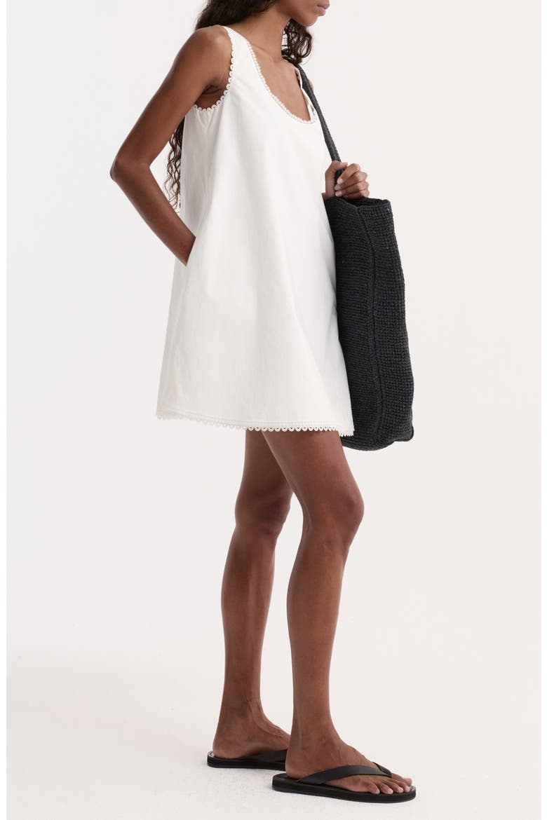 Eyelet Trim Cotton Poplin A-Line Minidress, Alternate, color, OPTIC WHITE