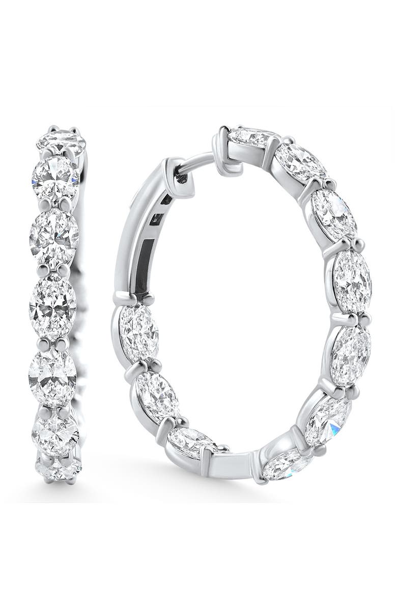 Bliss Diamond 6Ct Oval Diamond Hoops 14k Gold Lab Grown  1" Tall, Main, color, 14K White Gold