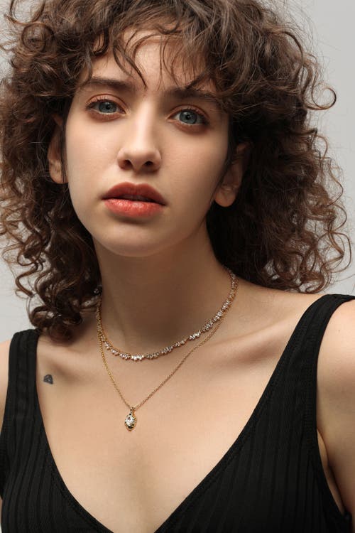 Classicharms T Shape Zirconia Tennis Choker Necklace In Gold