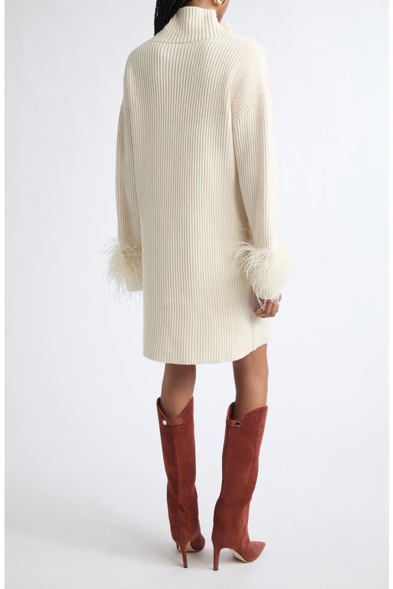 Kay Feather Trim Mock Neck Sweater Dress, Alternate, color, IVORY