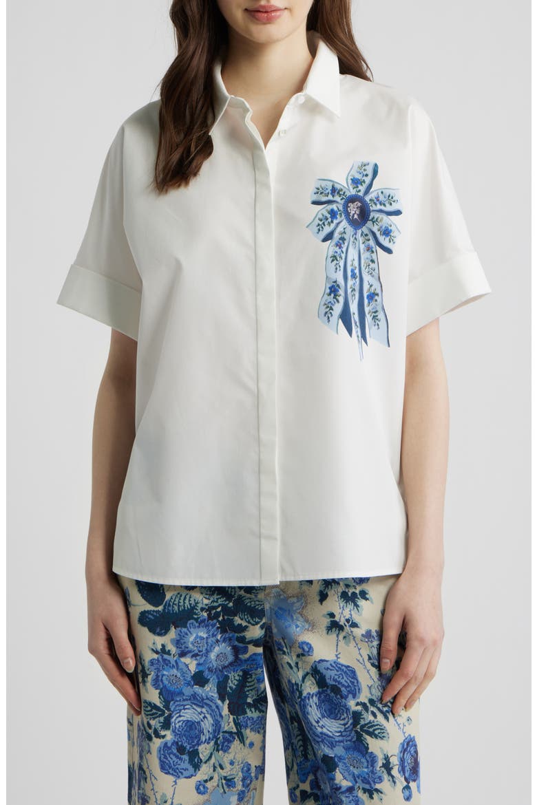 Bonnie Short Sleeve Button-Up Shirt, Main, color, WHITE MULTI