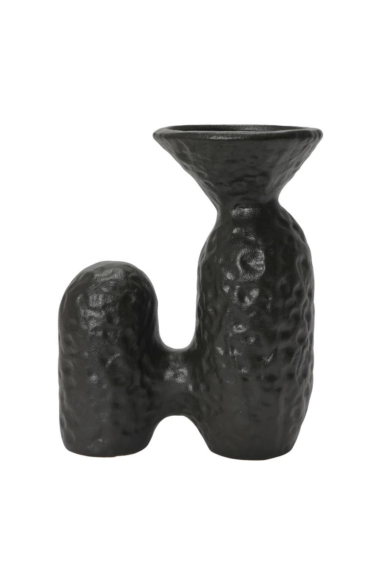Storied Home Textured Stoneware Sculptural Vase, Main, color, Black