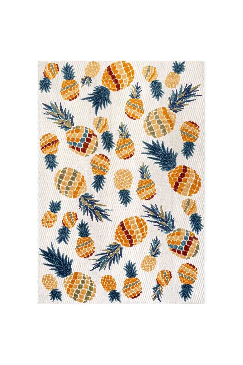 Ananas Bold Pineapple High-Low Indoor/Outdoor Area Rug, Main, color, Orange/Navy