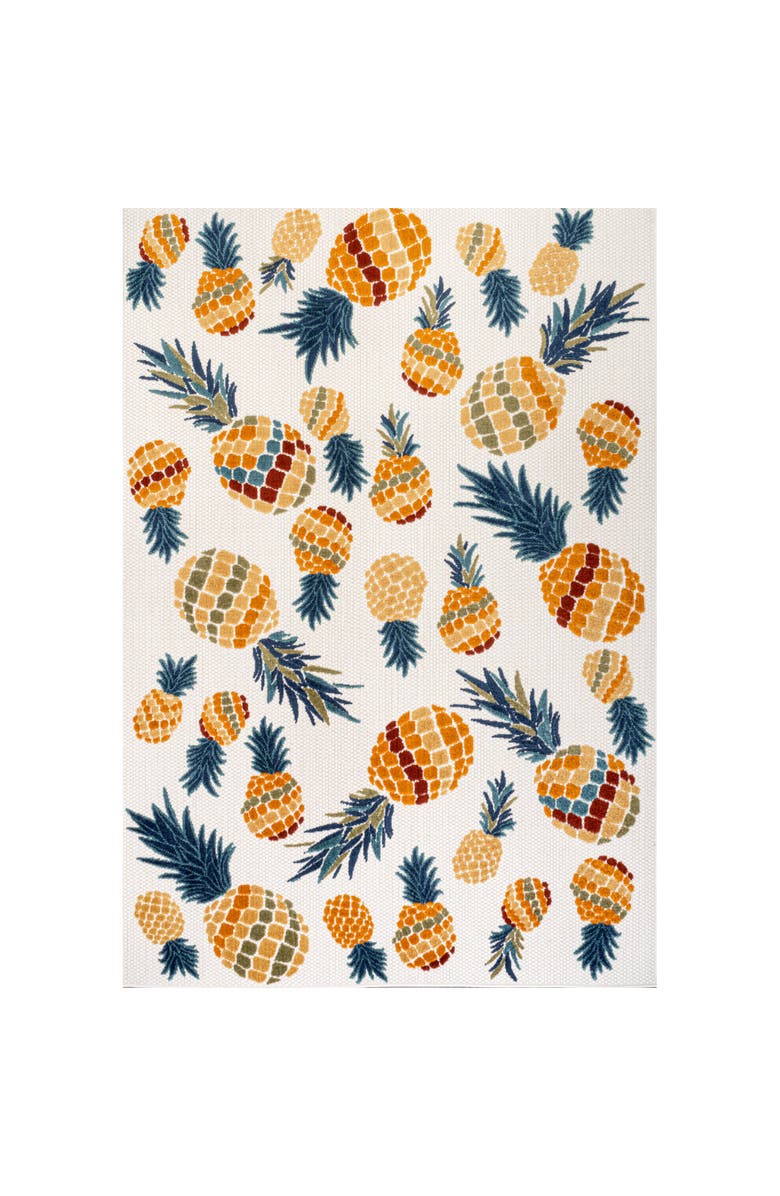 JONATHAN Y Ananas Bold Pineapple High-Low Indoor/Outdoor Area Rug, Main, color, Orange/Navy