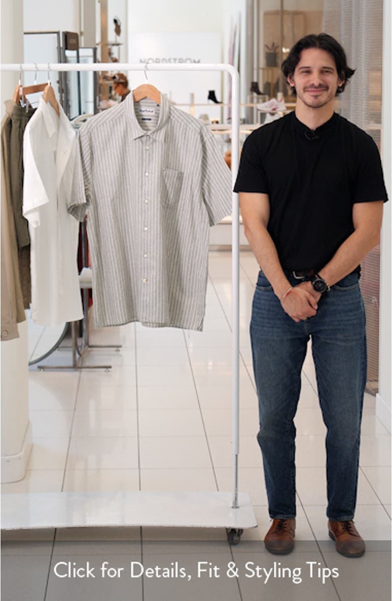 Nelson Stripe Short Sleeve Linen & Cotton Button-Up Shirt, sales video thumbnail