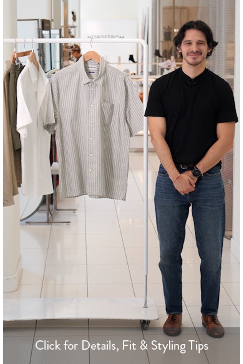 Nelson Stripe Short Sleeve Linen & Cotton Button-Up Shirt video